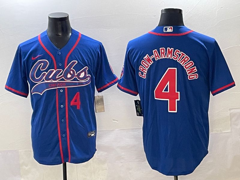 Men 2025 Chicago Cubs #4 Crow-Armstrong Blue Joint Name Nike MLB Jersey style 4->chicago cubs->MLB Jersey